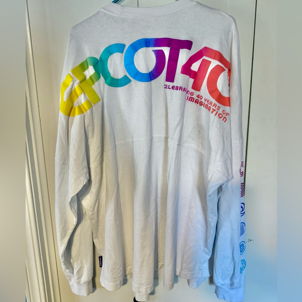 🌈 Disney EPCOT 40th Anniversary Spirit Jersey – White with Rainbow Graphics XXL